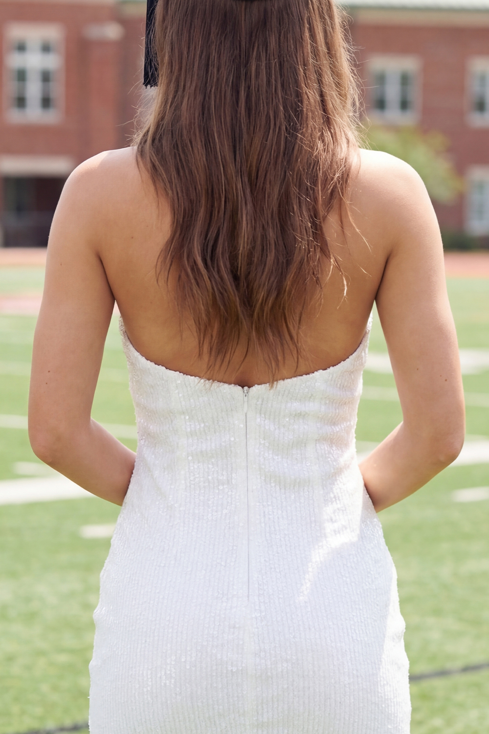 Sparkly White Sequin Bodycon Halter Short Graduation Dress