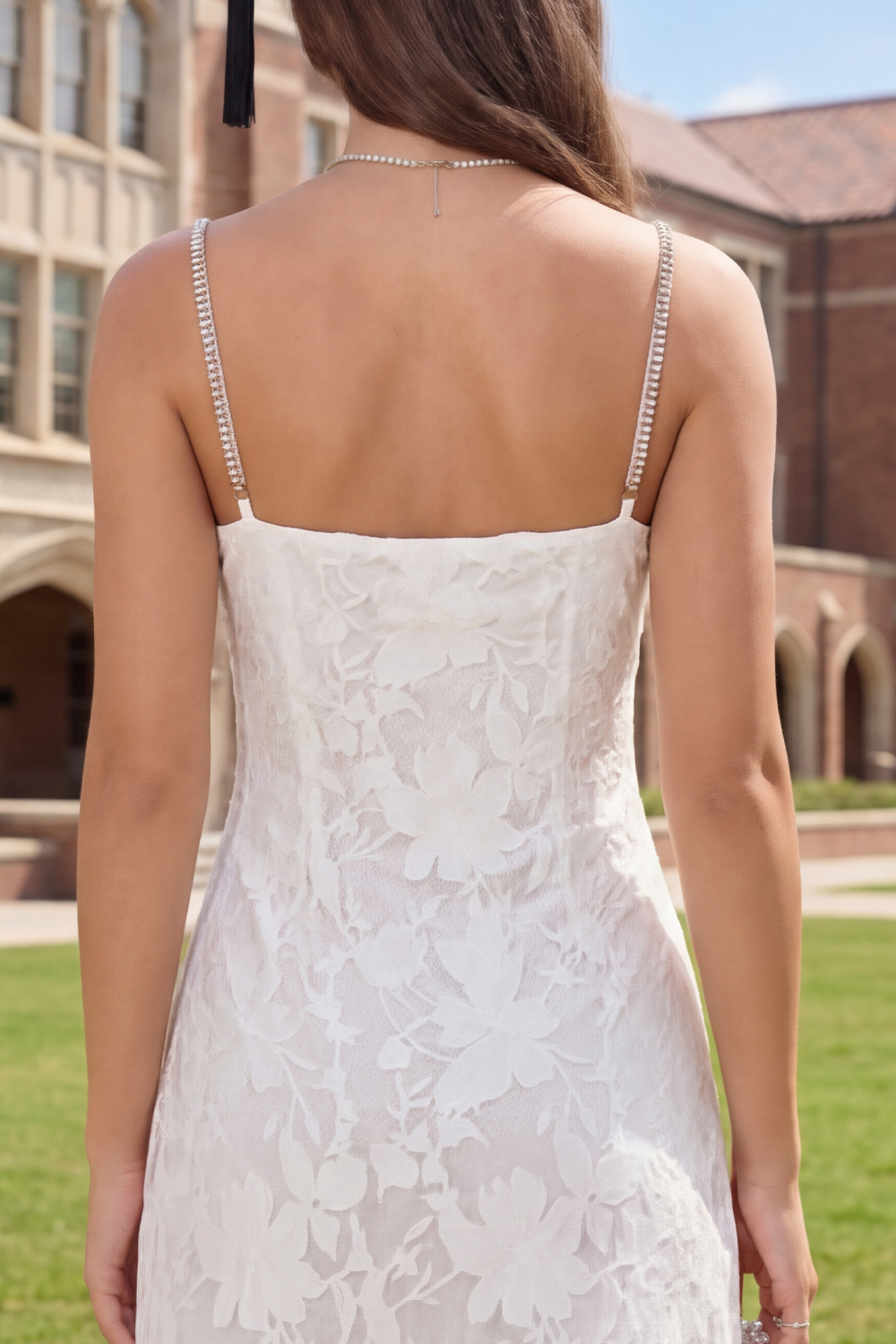 White Bodycon Spaghetti Straps Lace Short Graduation Dress