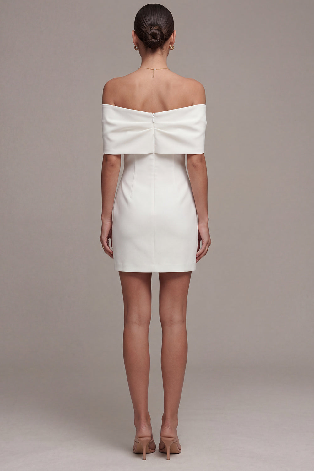 White Tight Short Off the Shoulder Graduation Dress with Bow