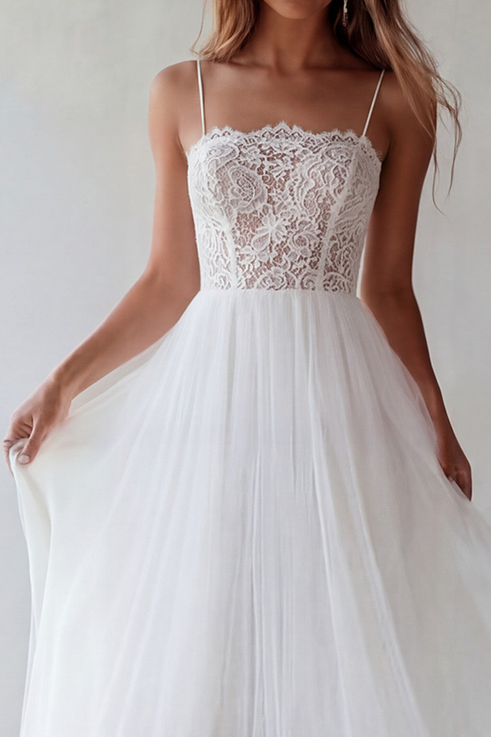 Floral A Line Long White Graduation Dress with Lace