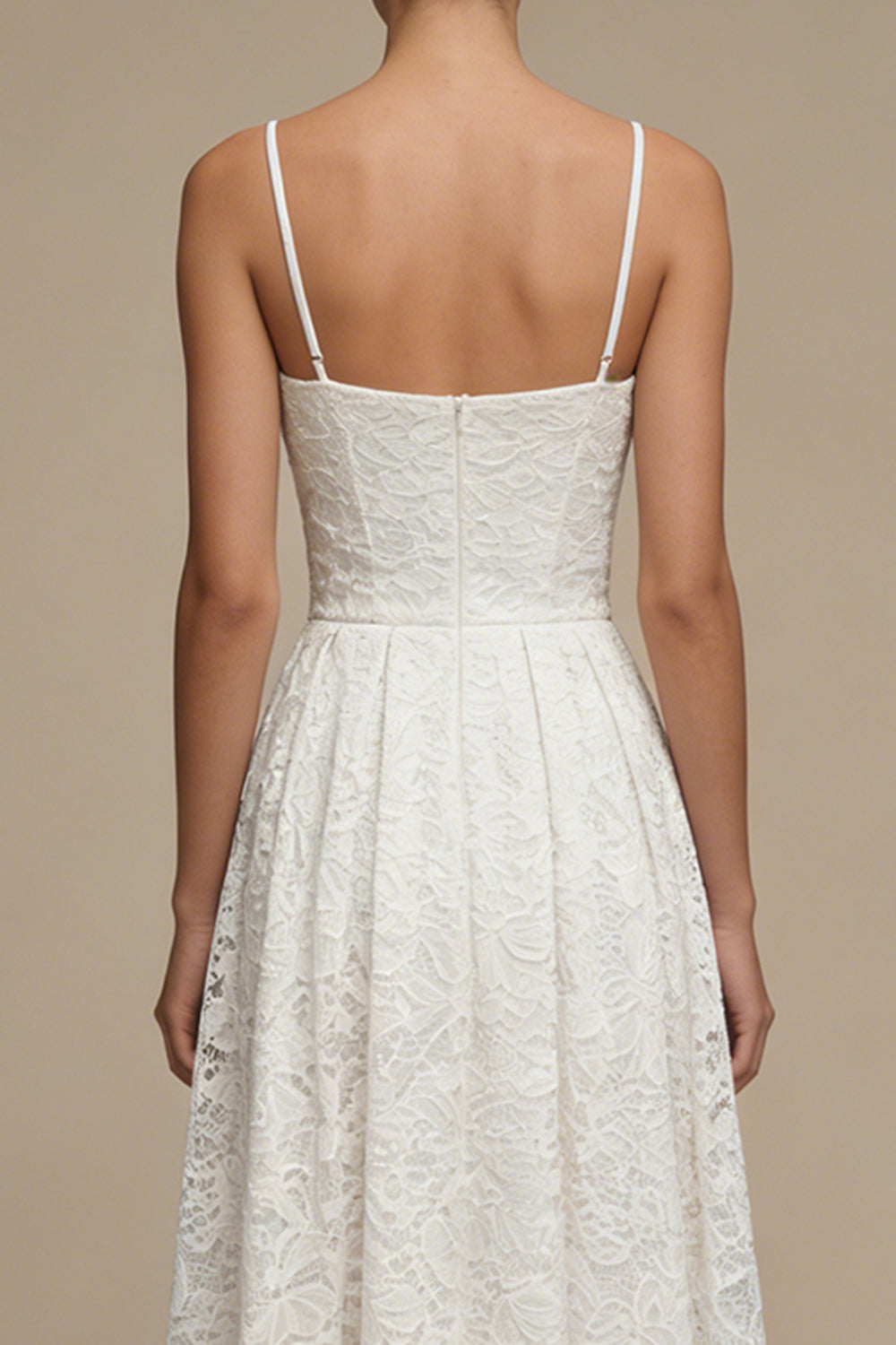 Spaghetti Straps White Corset Long A Line Boho Lace Graduation Dress