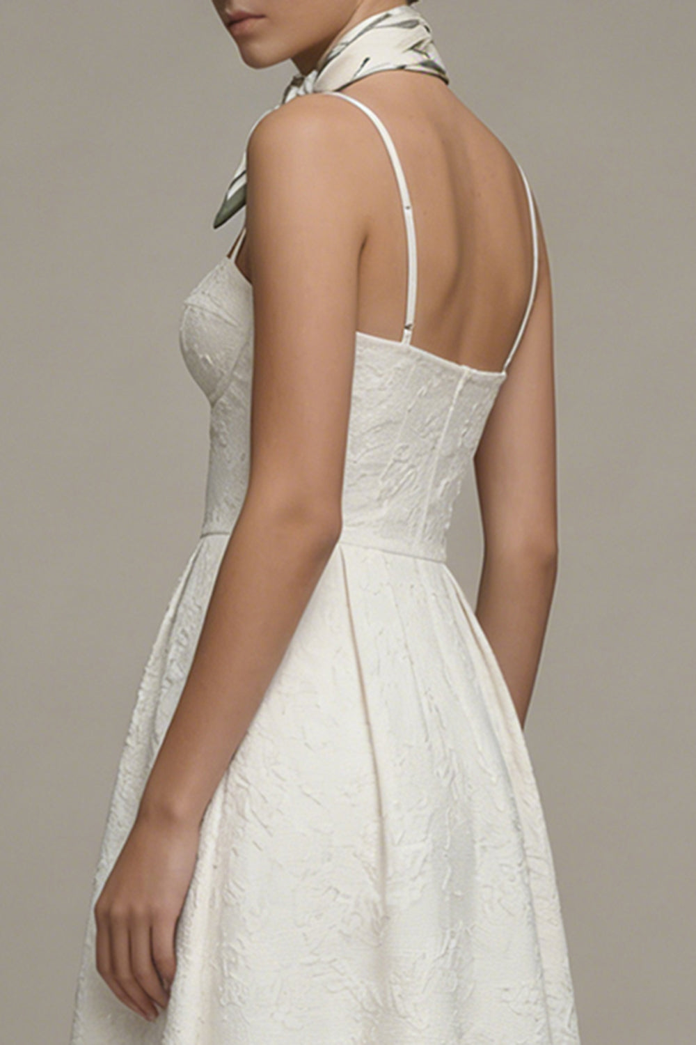 Floral Spaghetti Straps Ivory A Line Corset Long Boho Graduation  Dress