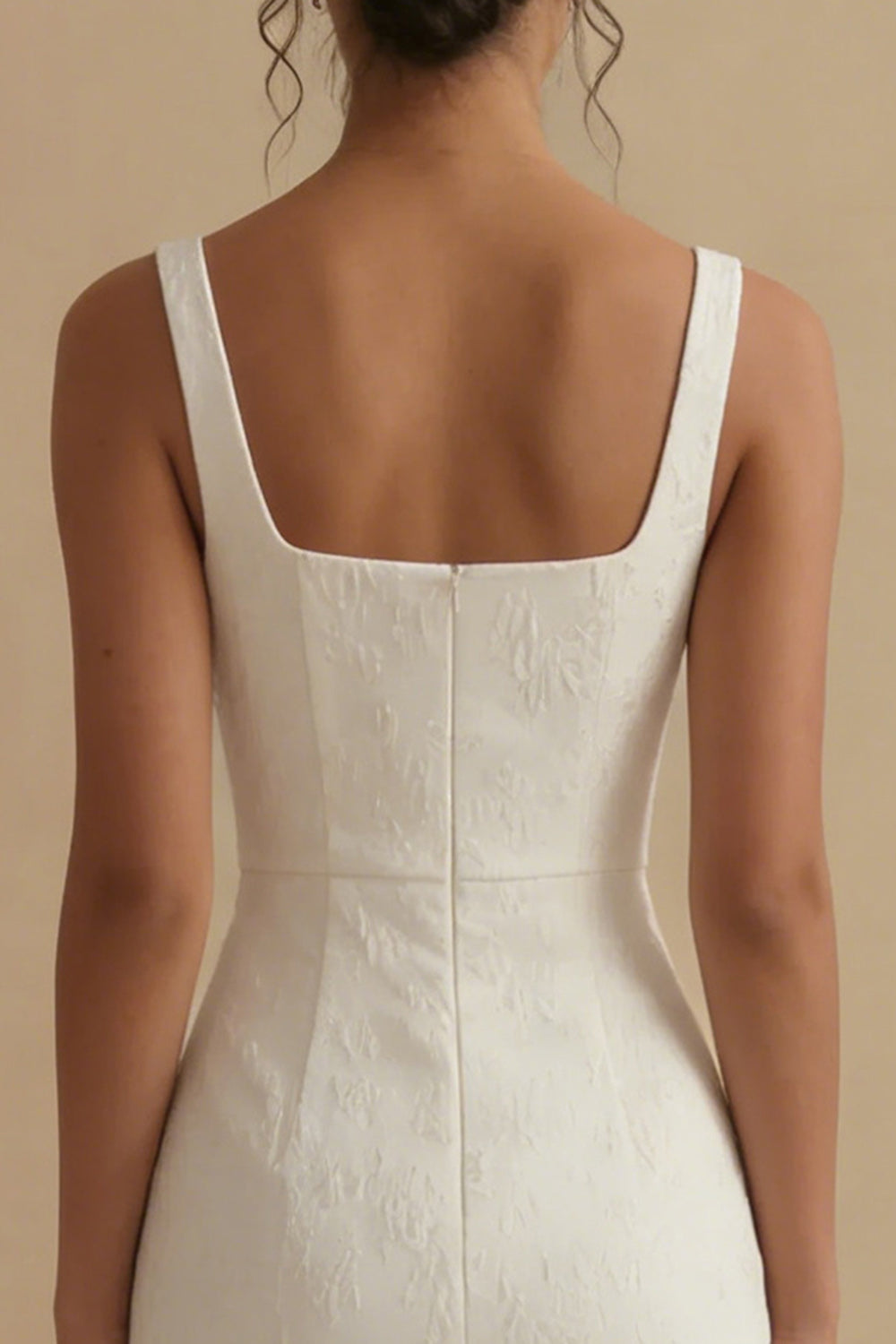 Mermaid Floral Square Neck White Long Graduation Dress