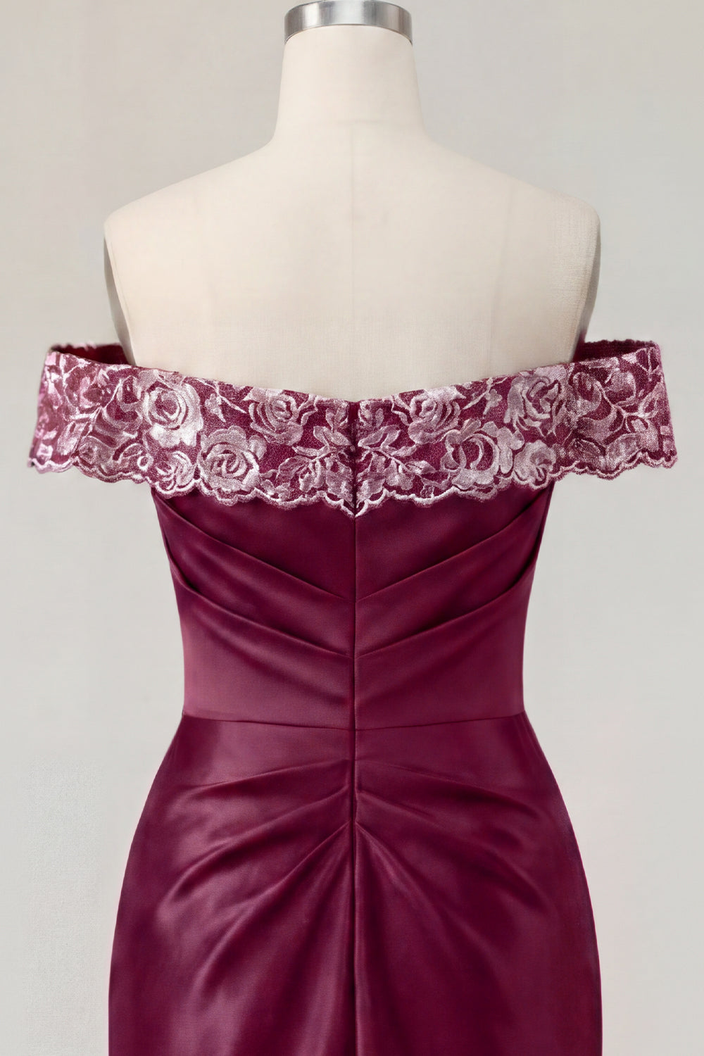 Burgundy Off the Shoulder Floral Ruched Tight Short Homecoming Dress