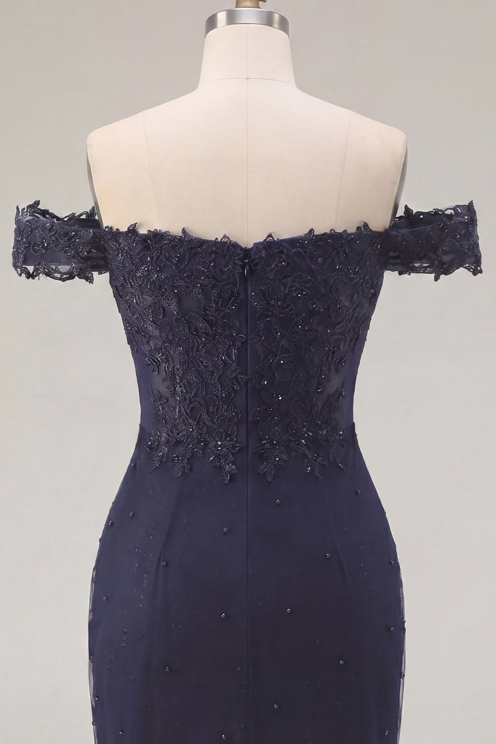 Sparkly Navy Short Tight Off the Shoulder Homecoming Dress with Beading