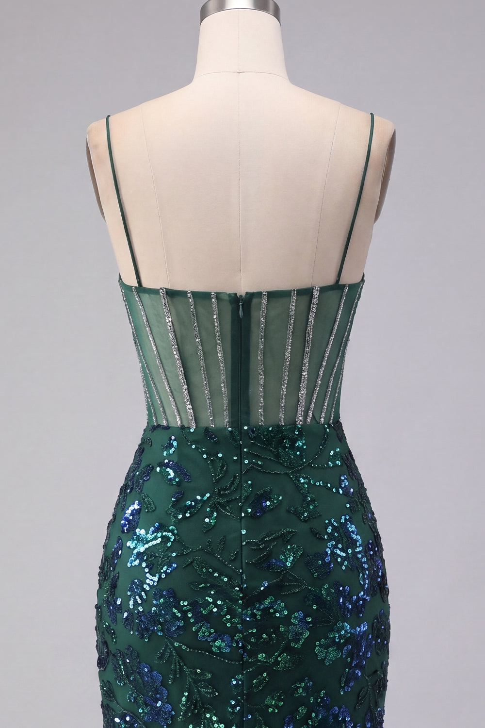 Sparkly Dark Green Floral Tight Short Corset Homecoming Dress with Beading