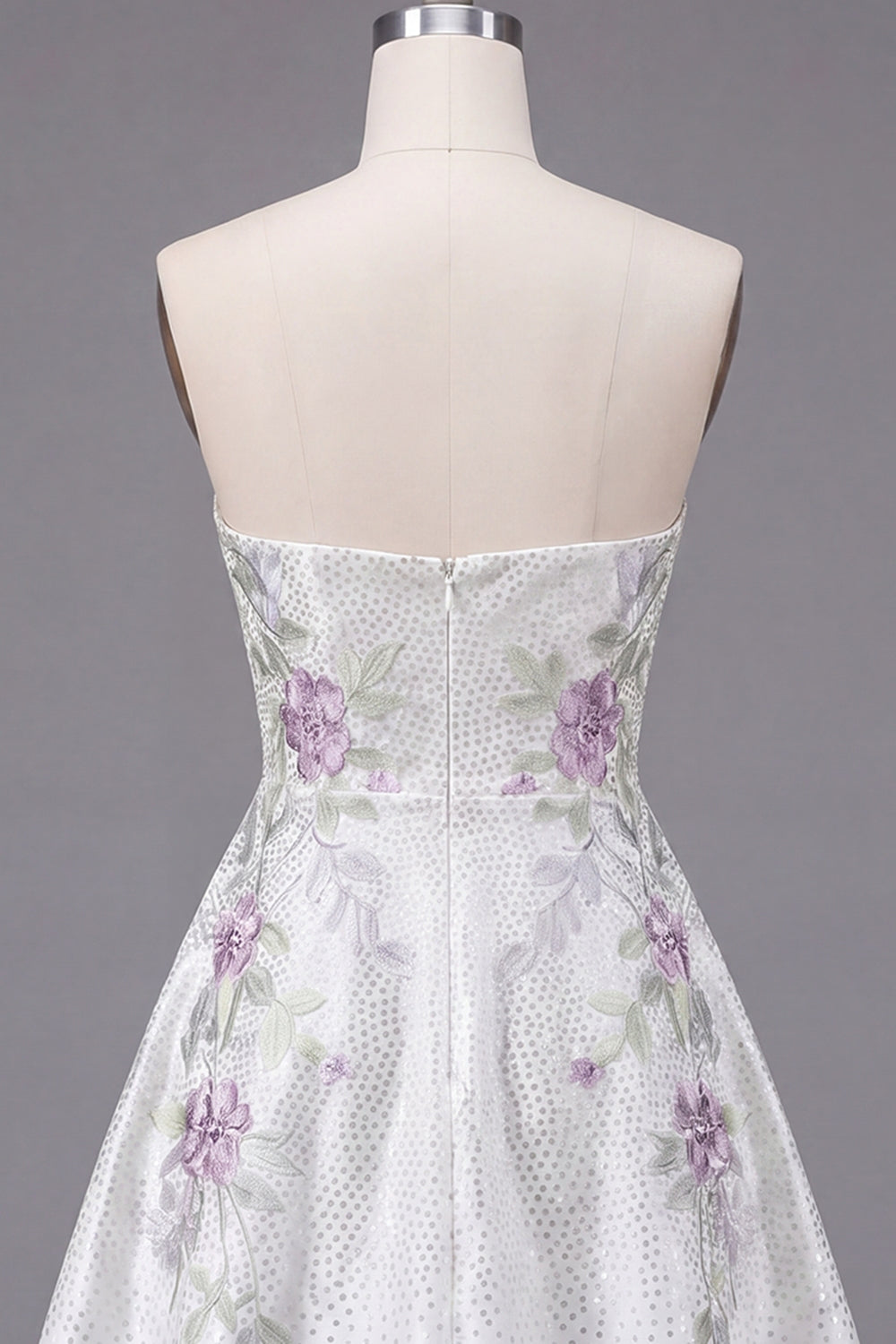 White A Line Sparkly Beaded Short Floral Homecoming Dress