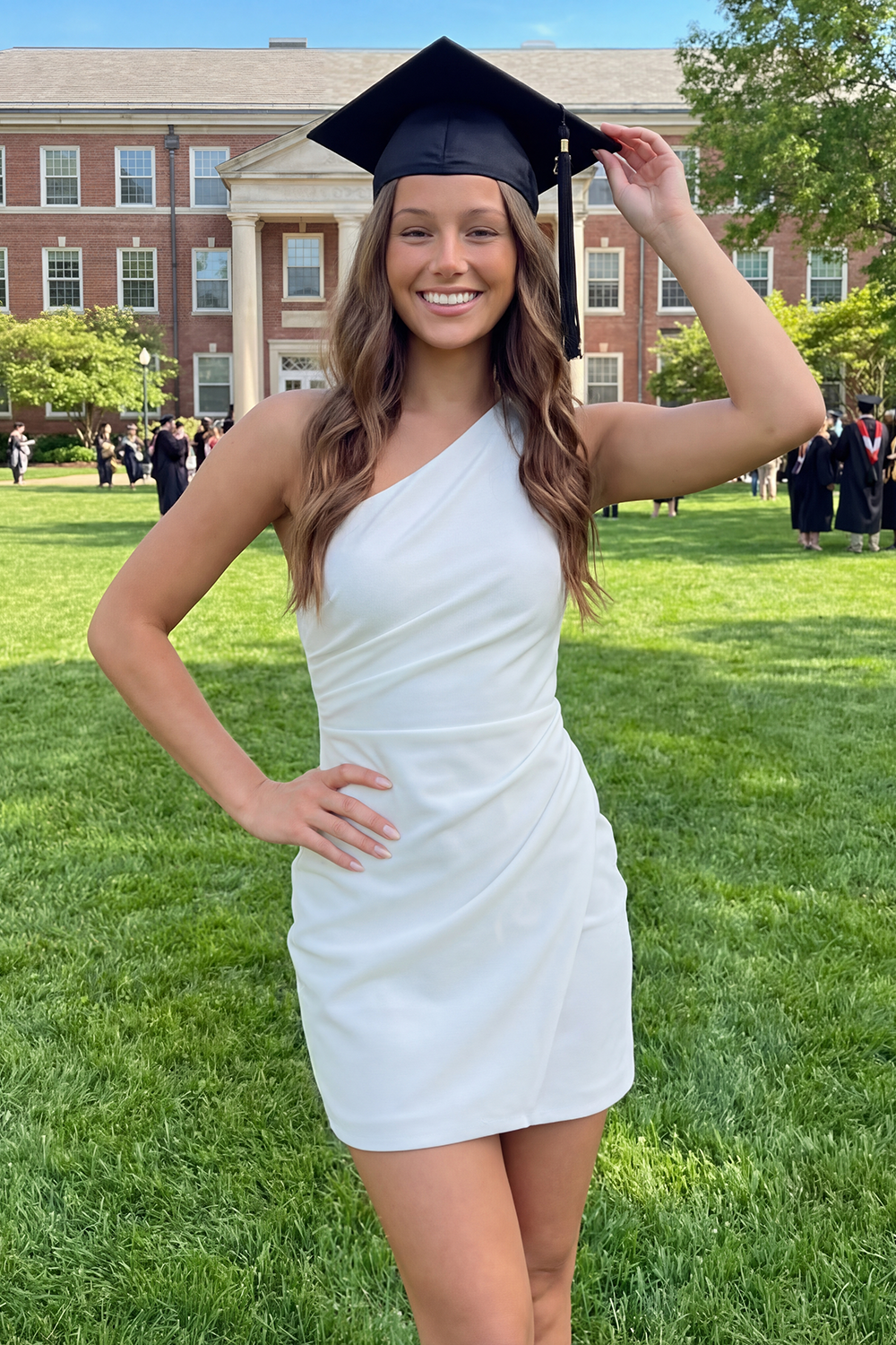 Ivory One Shoulder Tight A Line Short Graduation Dress