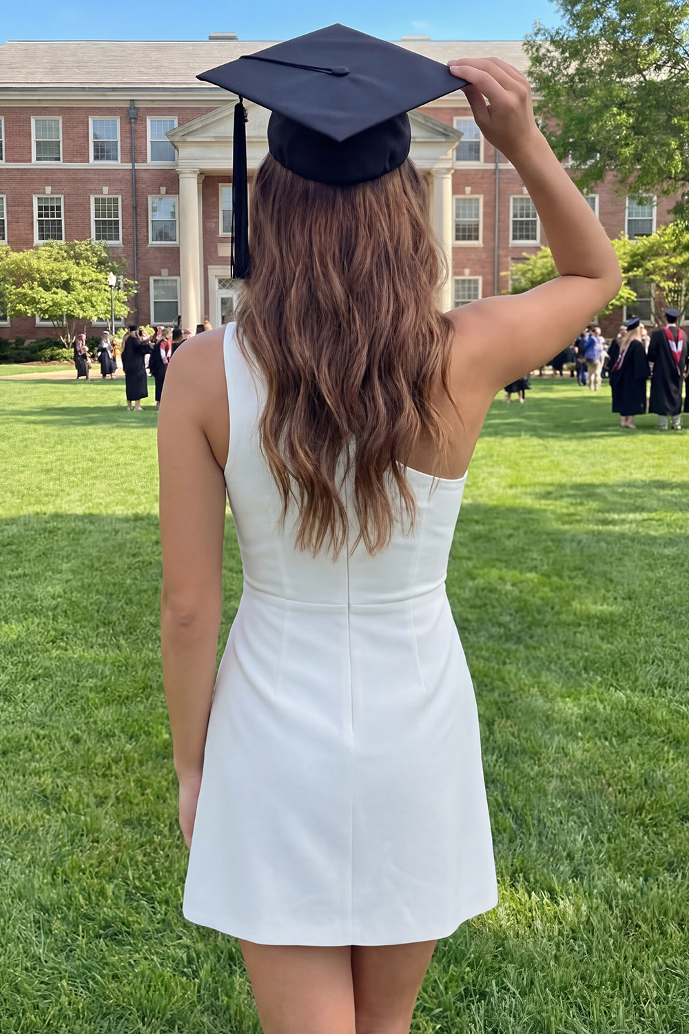 Ivory One Shoulder Tight A Line Short Graduation Dress