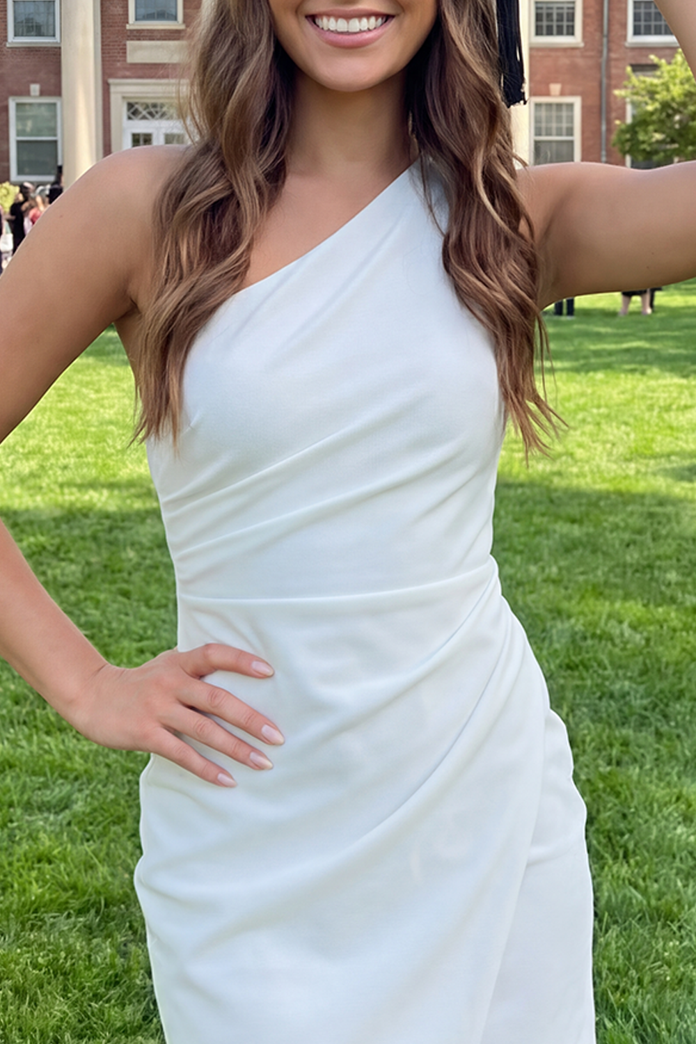 Ivory One Shoulder Tight A Line Short Graduation Dress