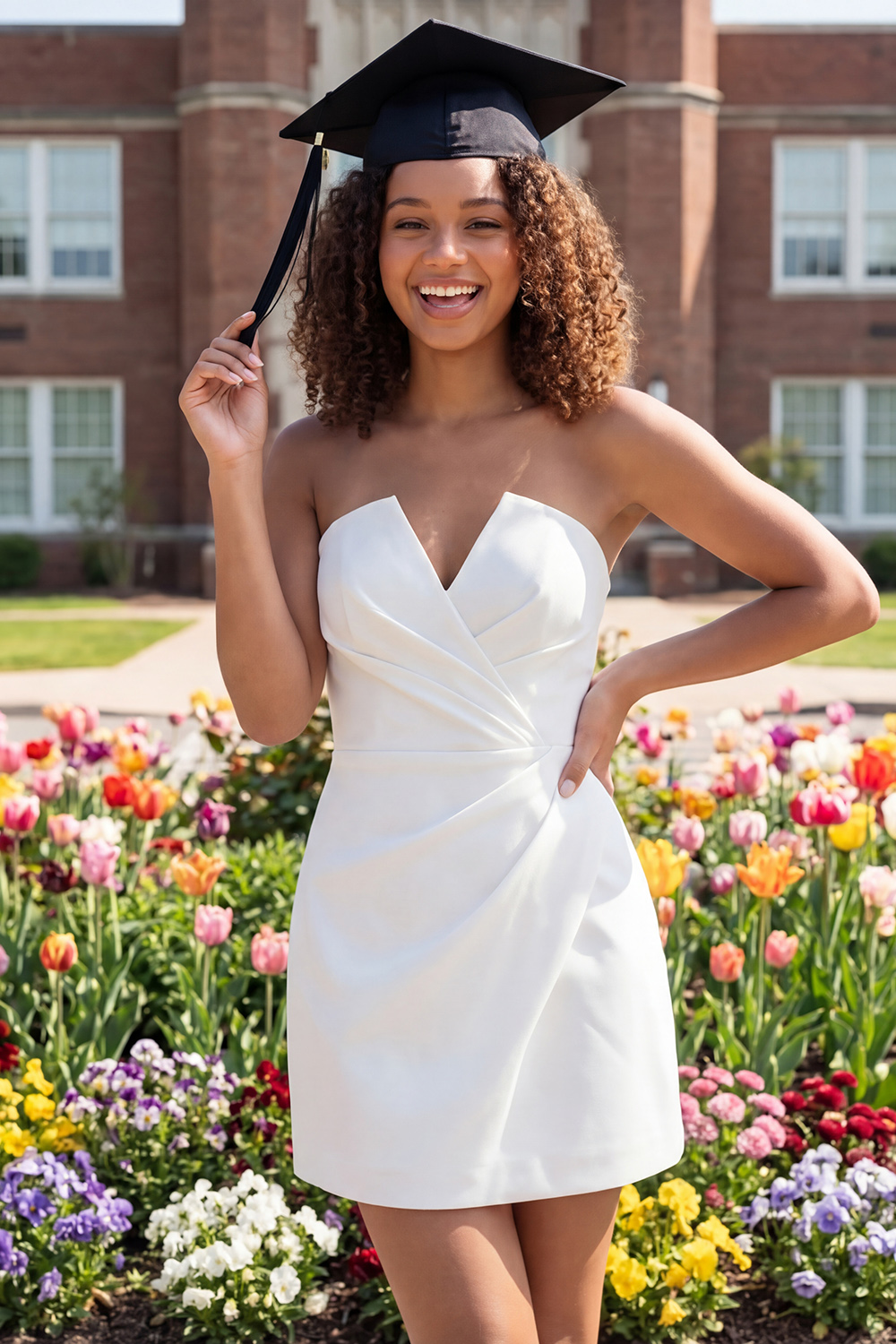 Ivory Tube Top Ruched A Line Short Graduation Dress