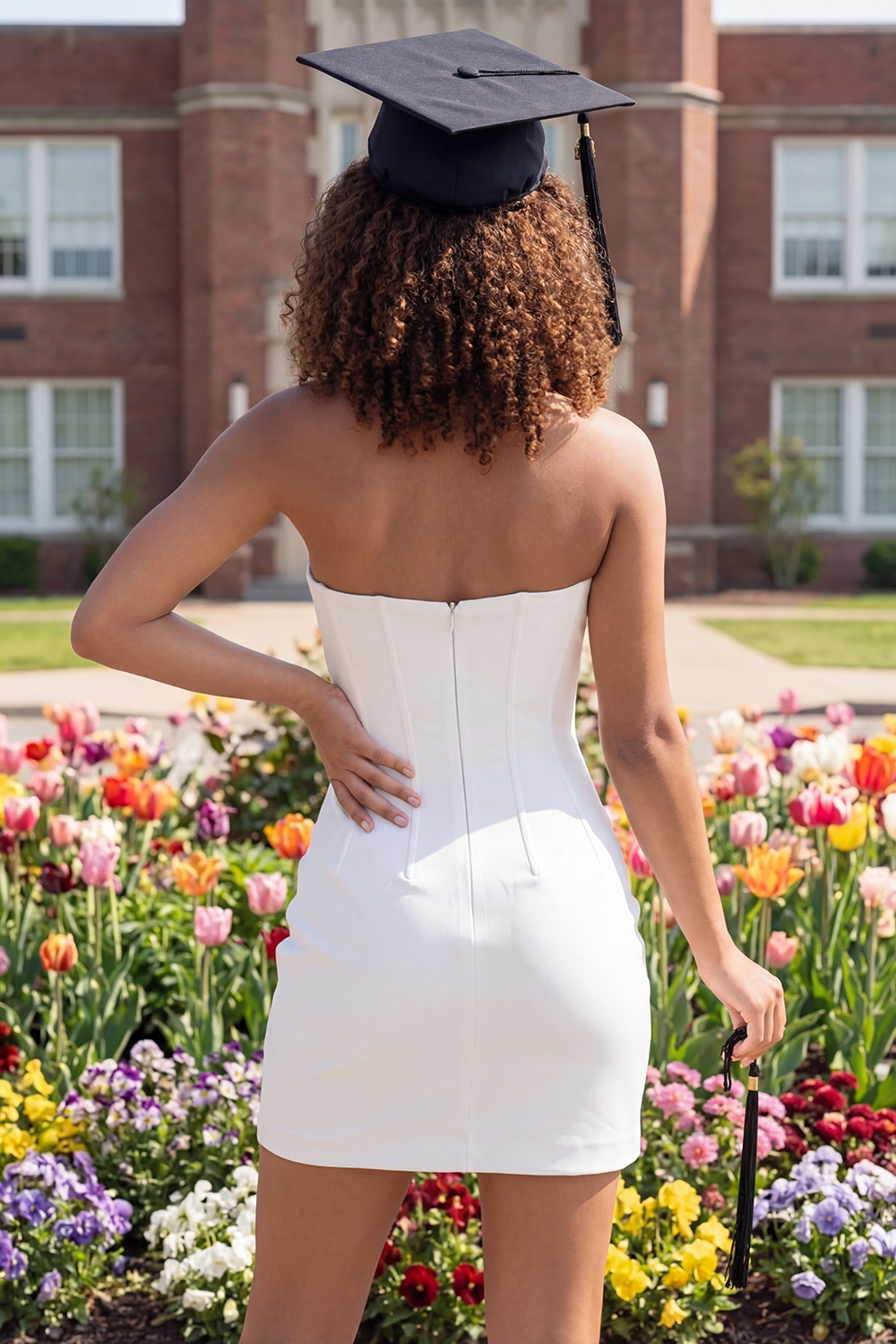 Ivory Tube Top Ruched A Line Short Graduation Dress