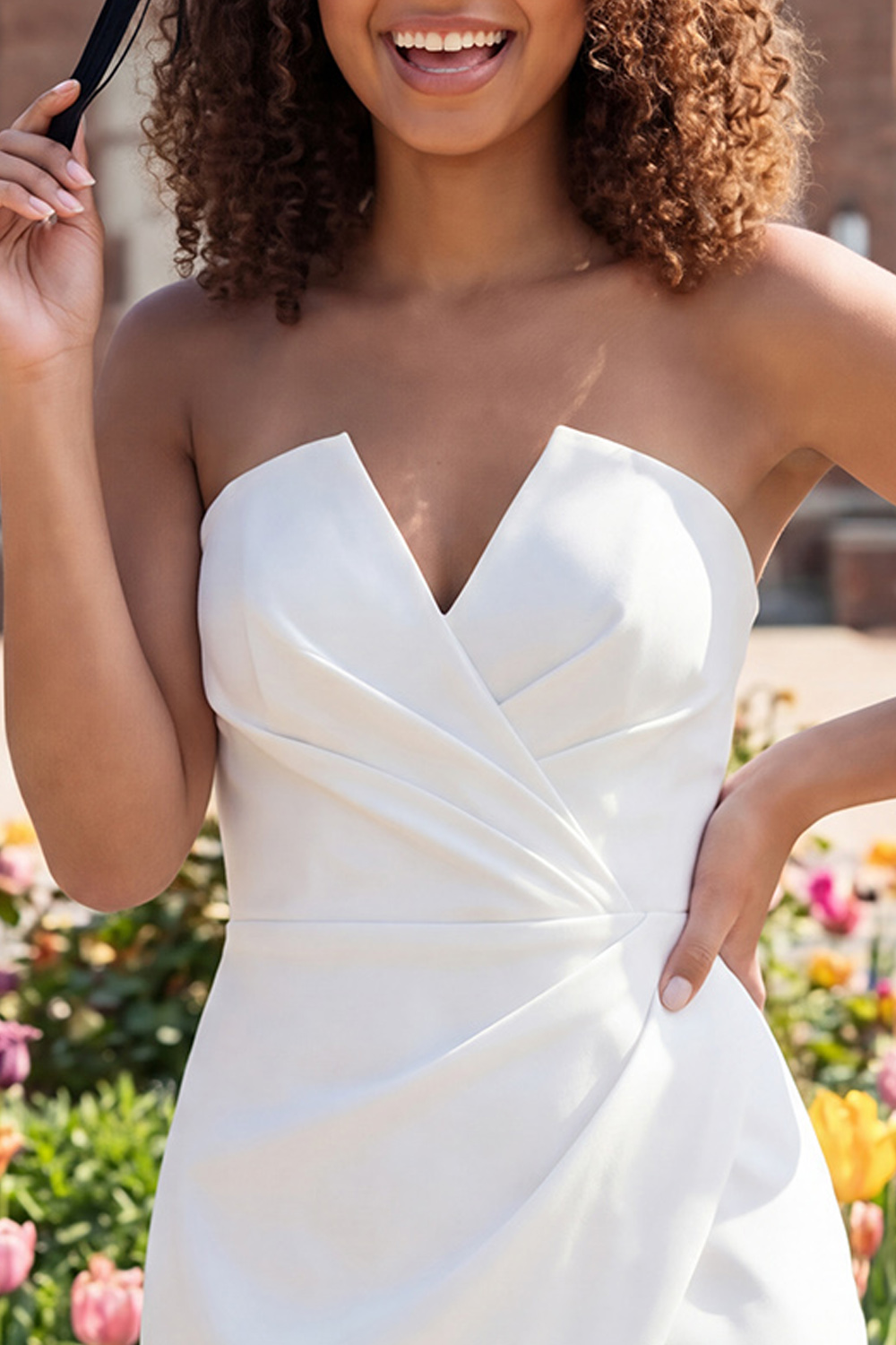 Ivory Tube Top Ruched A Line Short Graduation Dress