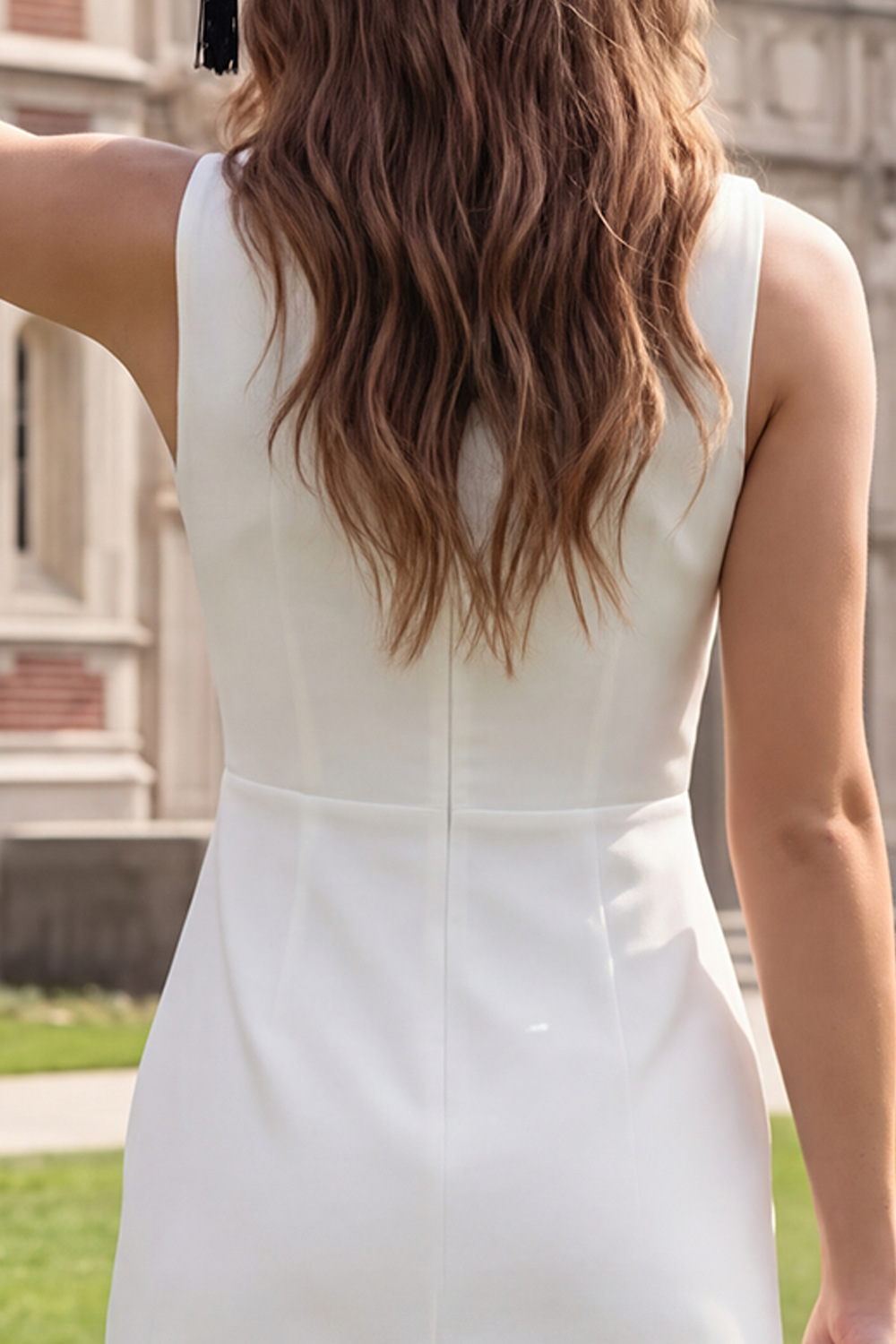 Ivory Tight Boat Neck Ruched Short Graduation Dress