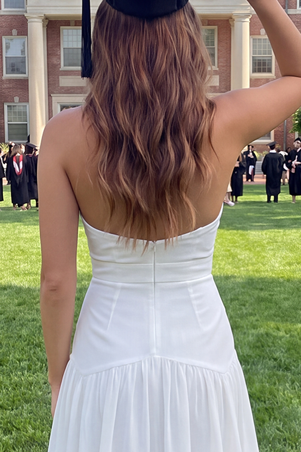 White Simple Halter Short A Line Graduation Dress with Bow