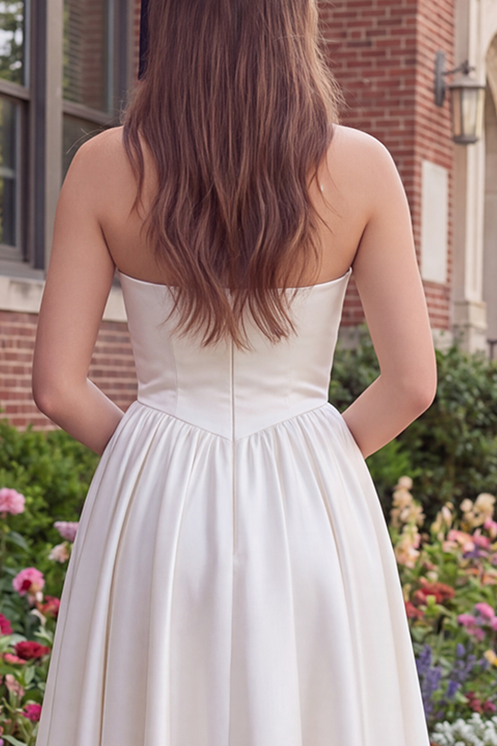 Simple White Long A Line Sweetheart Graduation Dress