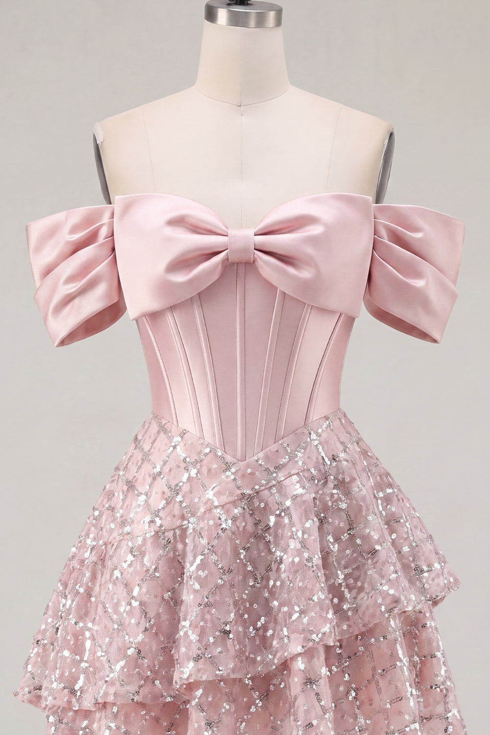 Sparkly Blush Corset Beaded Short A Line Homecoming Dress with Ruffles