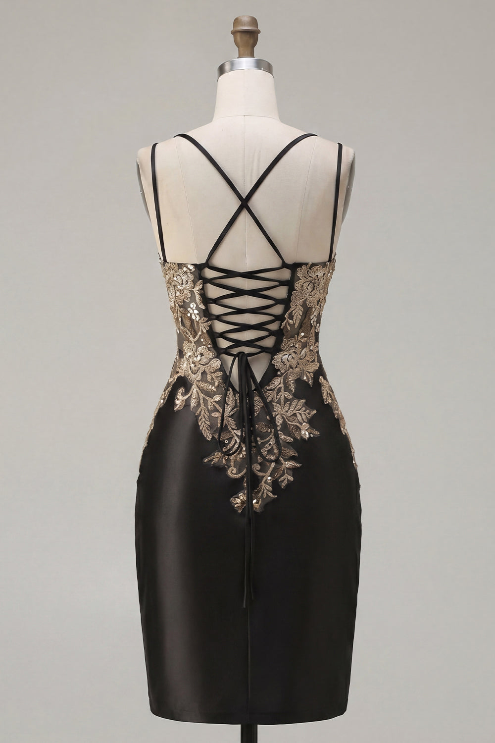 Sparkly Black Tight Short Corset Ruched Appliqued Homecoming Dress with Slit