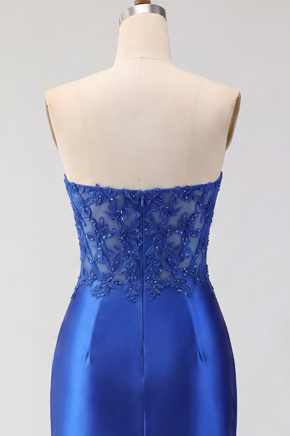 Royal Blue Corset Tight Short Strapless Homecoming Dress with Lace