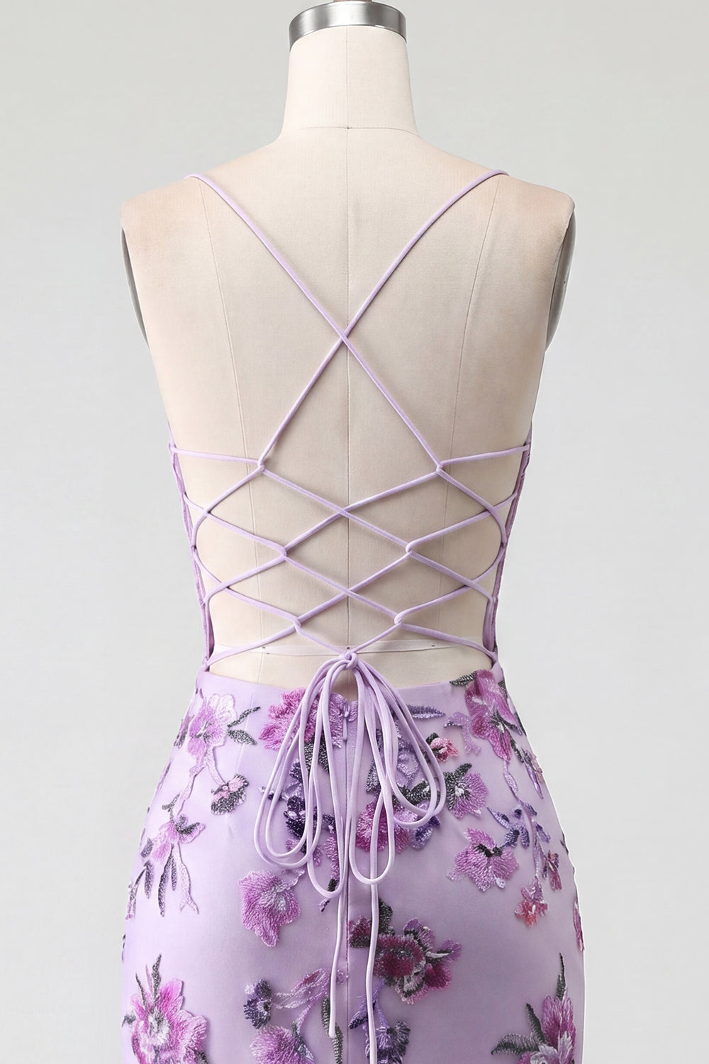 Sparkly Purple Floral Spaghetti Straps Corset Tight Short Beaded Homecoming Dress