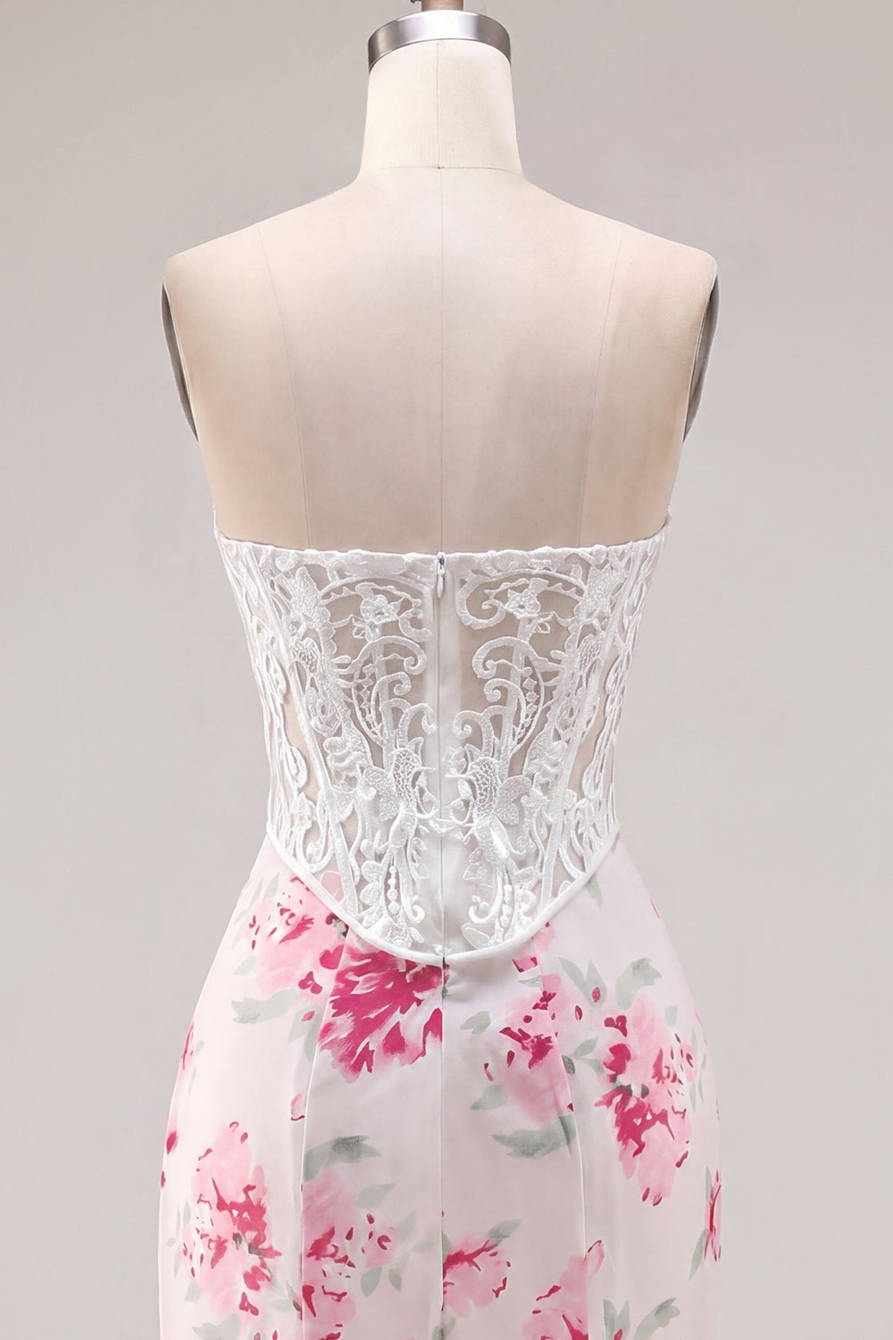 White Fuchsia Flower Tight Sweetheart Short Corset Homecoming Dress with Lace