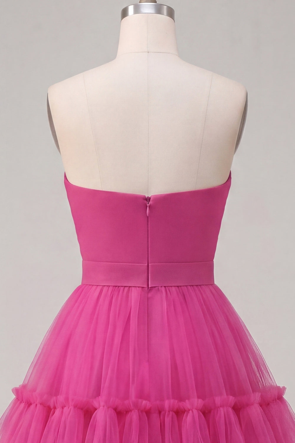 Fuchsia Sweetheart Tulle A Line Short Ruched Homecoming Dress with Bow