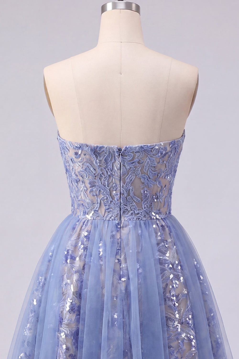 Sparkly Grey Blue Ruched Corset Short Homecoming Dress with Lace