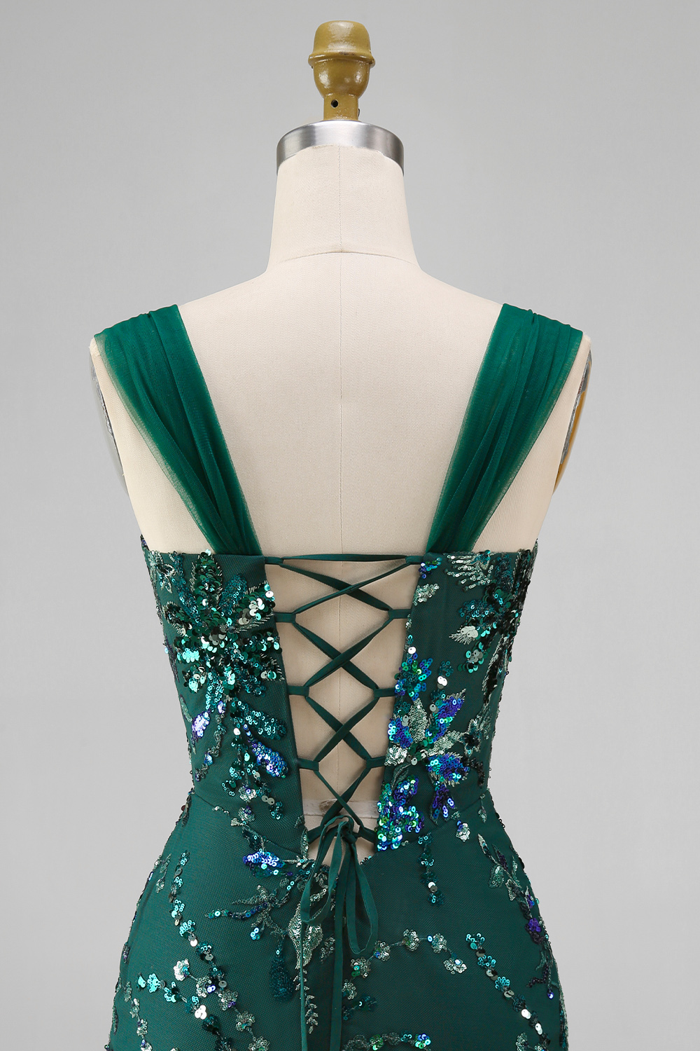 Sparkly Dark Green Short Tight Beaded Floral Homecoming Dress with Slit