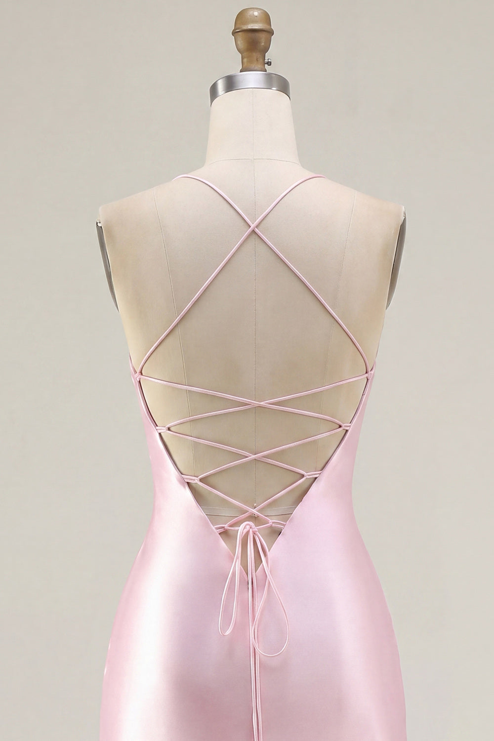 Sparkly Pink Corset Tight Satin Short Beaded Homecoming Dress with Slit
