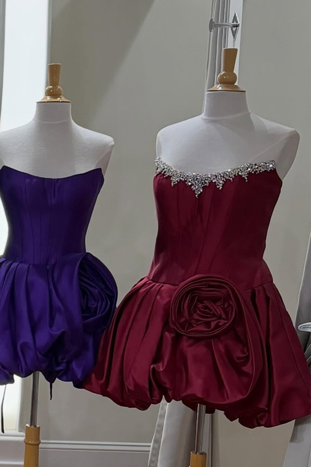 Sparkly Pink Short A Line Strapless Corset Beaded Birthday Dress with 3D Flower