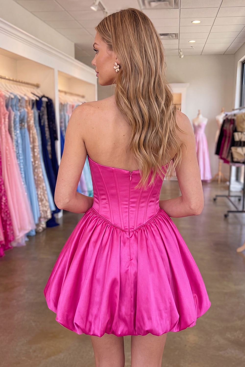 Yellow Corset A Line Strapless Keyhole Short Homecoming Dress with Bow