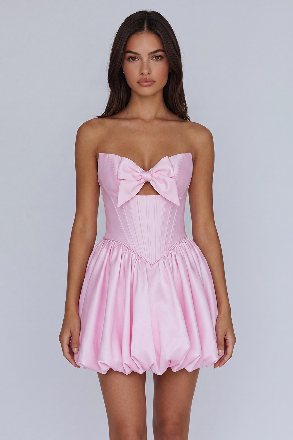 Yellow Corset A Line Strapless Keyhole Short Homecoming Dress with Bow