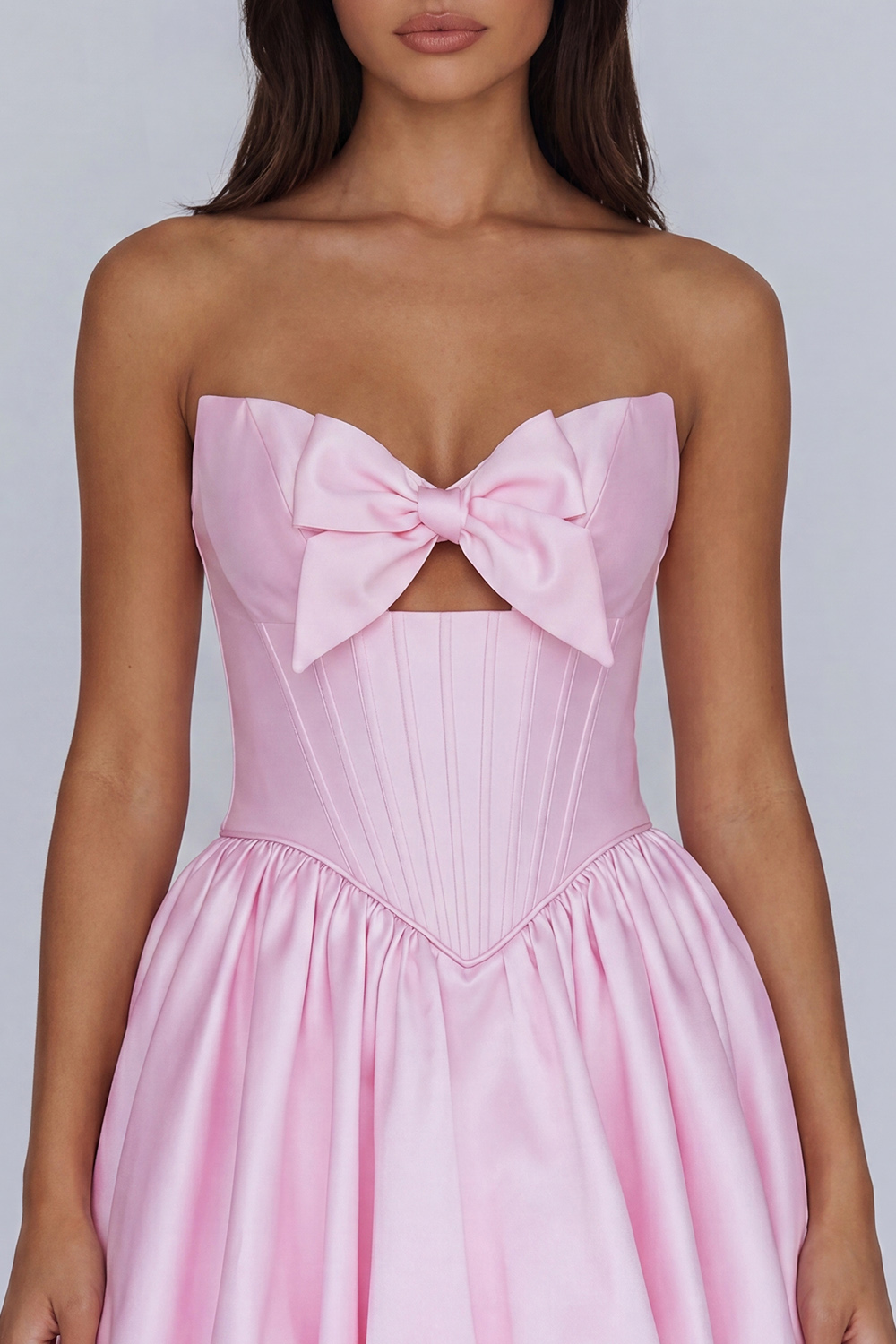 Yellow Corset A Line Strapless Keyhole Short Homecoming Dress with Bow