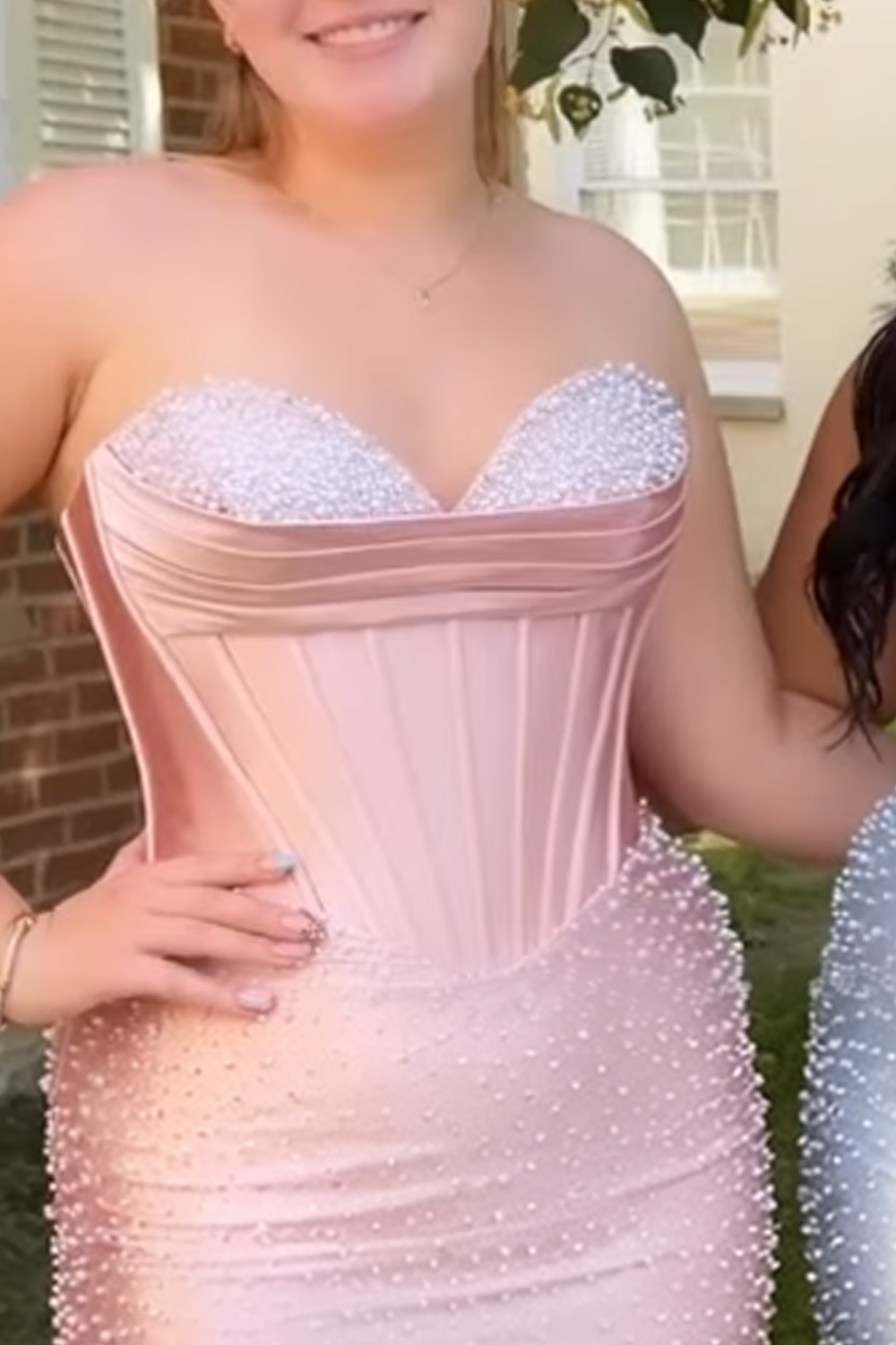 Sparkly Yellow Tight Short Strapless Corset Homecoming Dress with Pearls