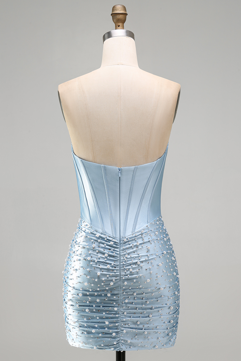 Sparkly Yellow Tight Short Strapless Corset Homecoming Dress with Pearls