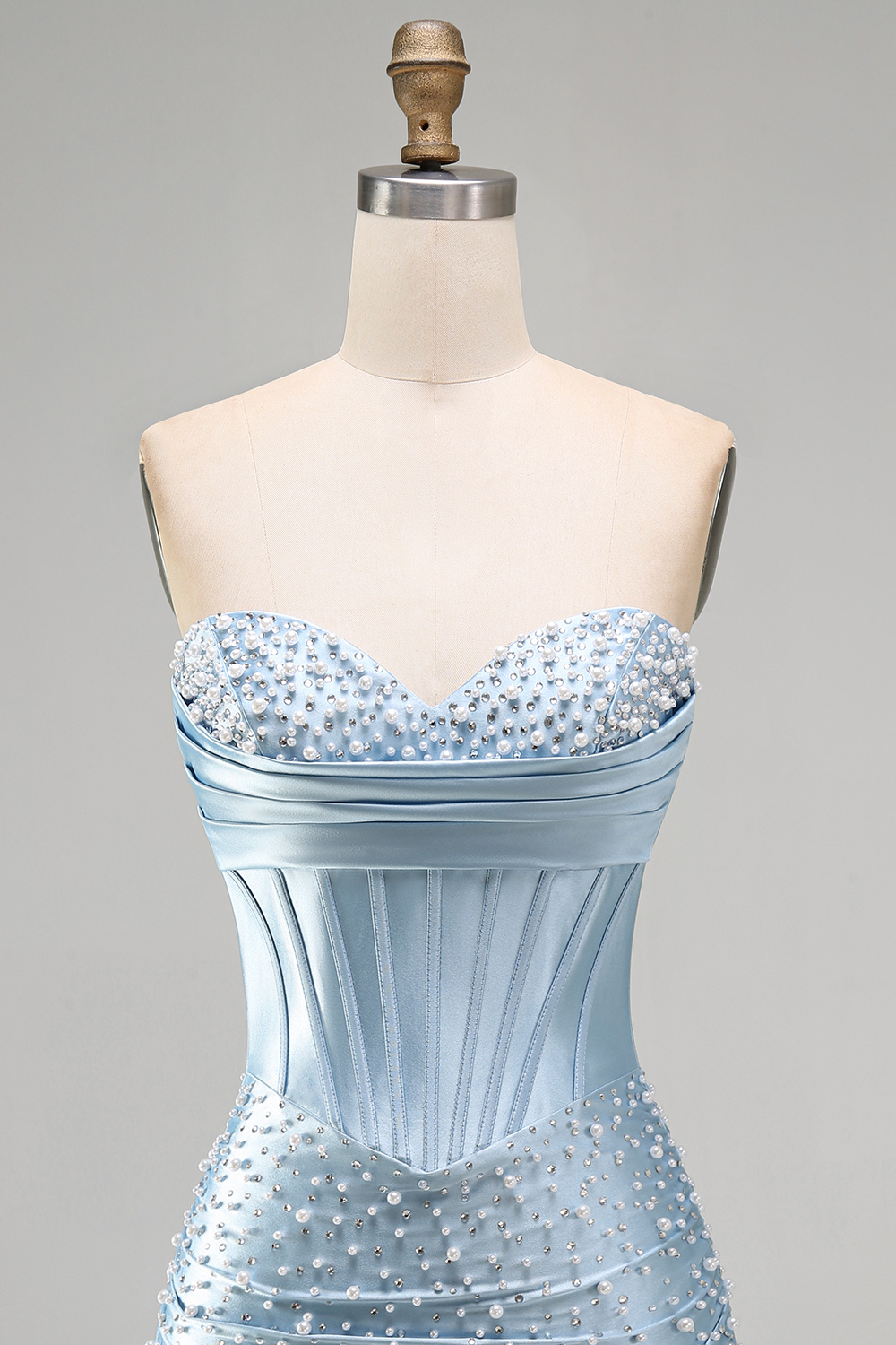 Sparkly Yellow Tight Short Strapless Corset Homecoming Dress with Pearls