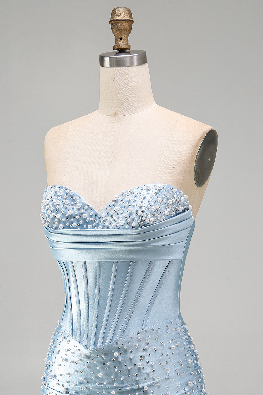 Sparkly Yellow Tight Short Strapless Corset Homecoming Dress with Pearls