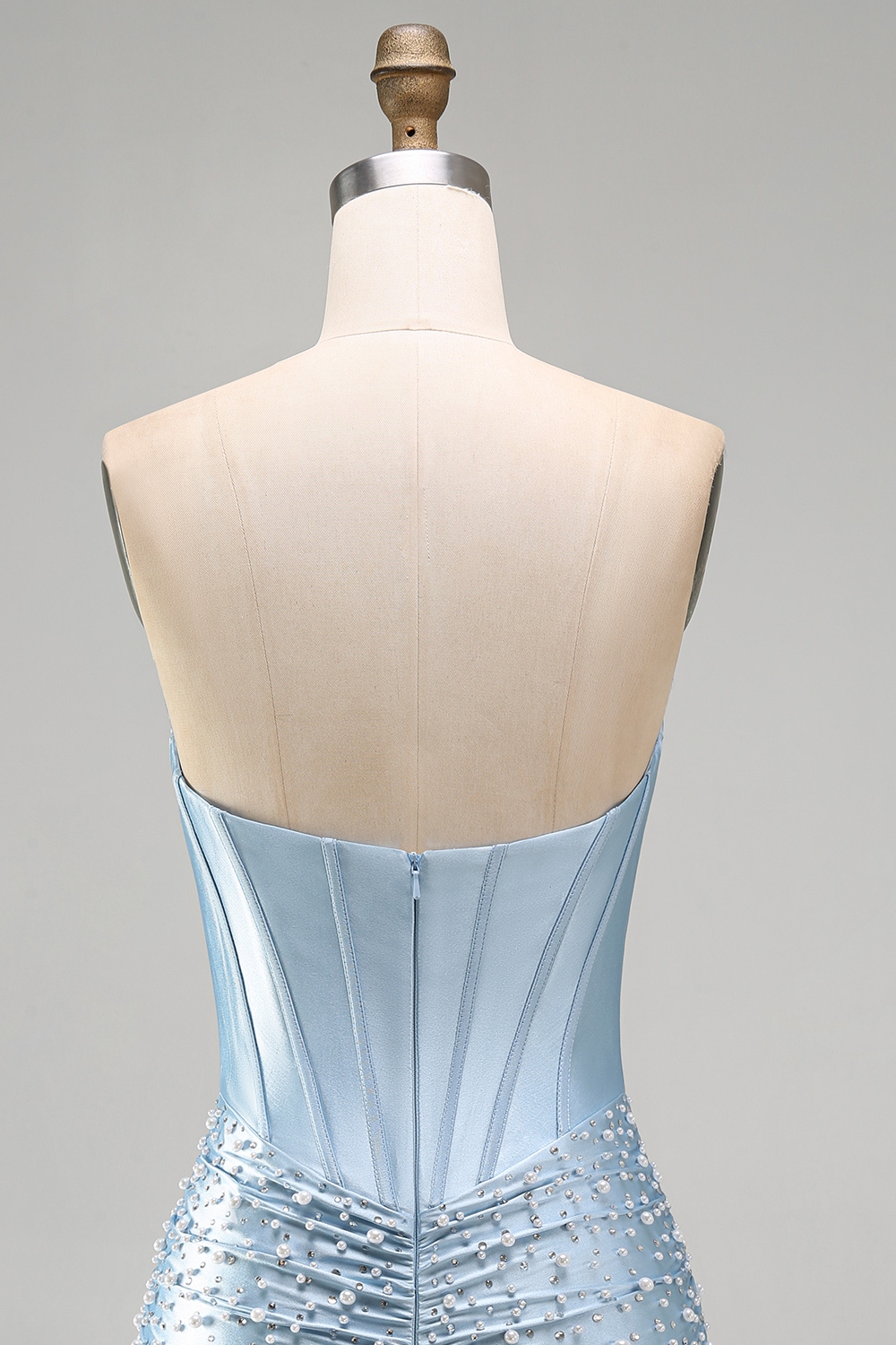 Sparkly Yellow Tight Short Strapless Corset Homecoming Dress with Pearls