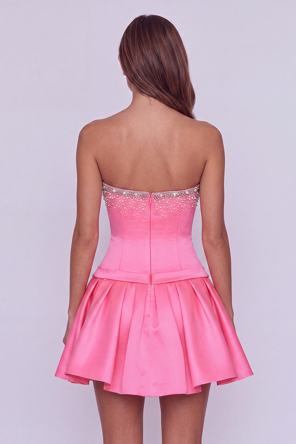 Hot Pink Sparkly Short Beaded Sweetheart Homecoming Dress with Bows