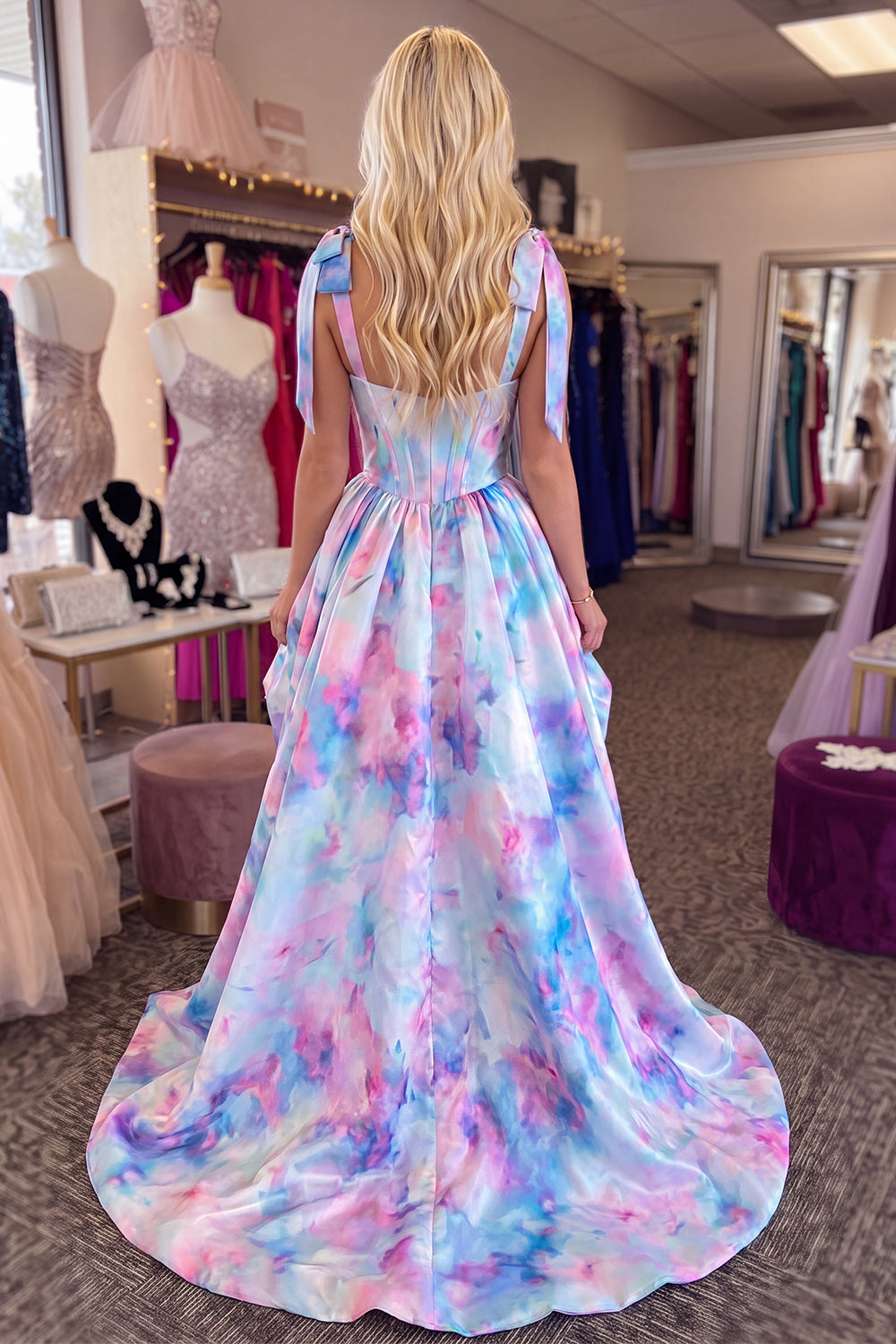 Lilac Corset A Line Thick Straps High Low Homecoming Dress