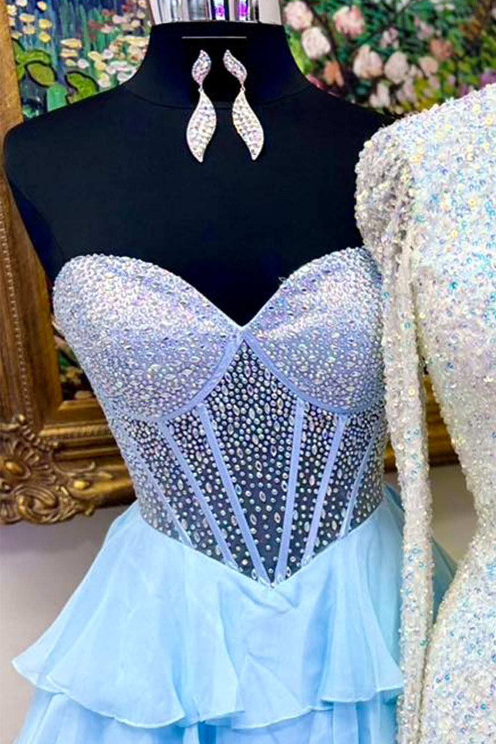Sparkly Yellow Beaded Sweetheart Corset Short Ruffled Homecoming Dress