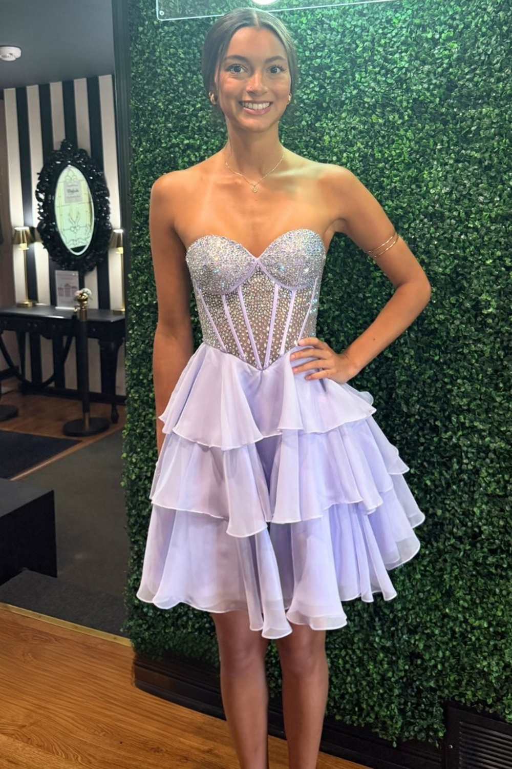 Sparkly Yellow Beaded Sweetheart Corset Short Ruffled Homecoming Dress