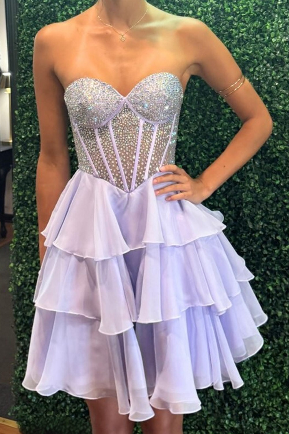 Sparkly Yellow Beaded Sweetheart Corset Short Ruffled Homecoming Dress