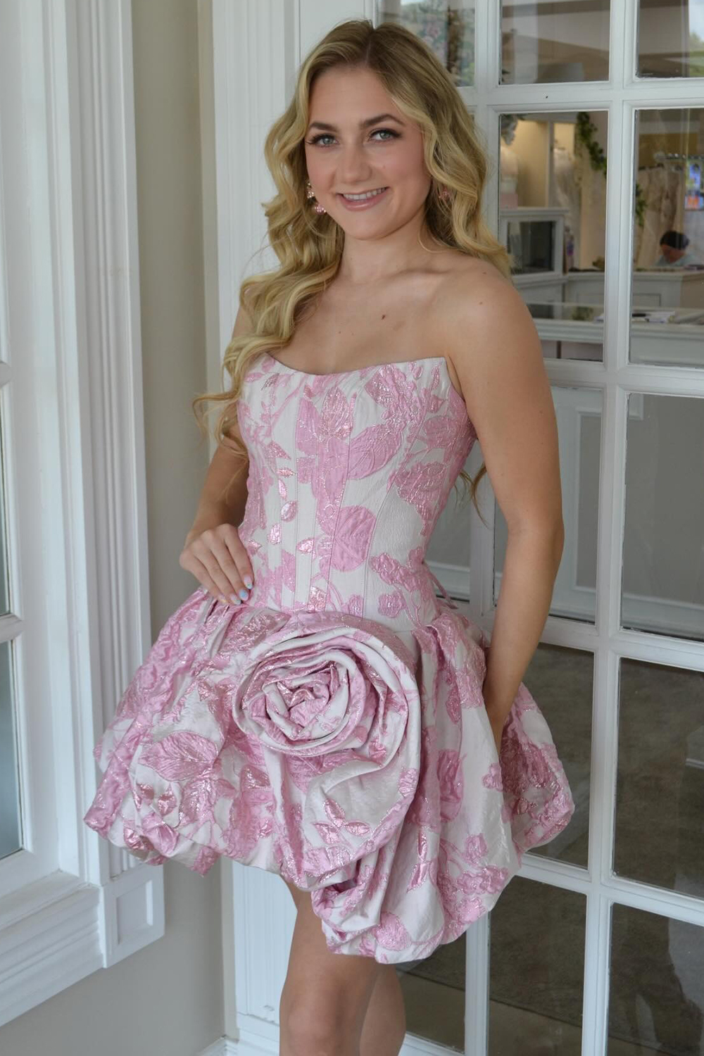 Lilac Floral Corset Short A Line Birthday Dress with 3D Flower