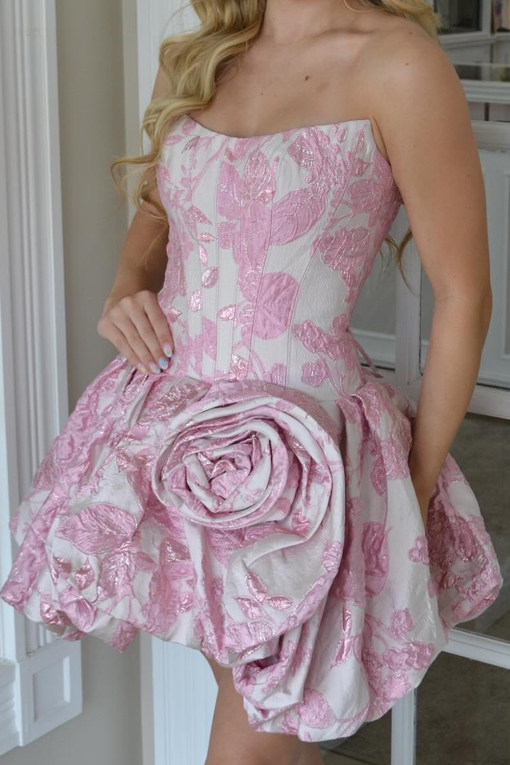 Lilac Floral Corset Short A Line Birthday Dress with 3D Flower