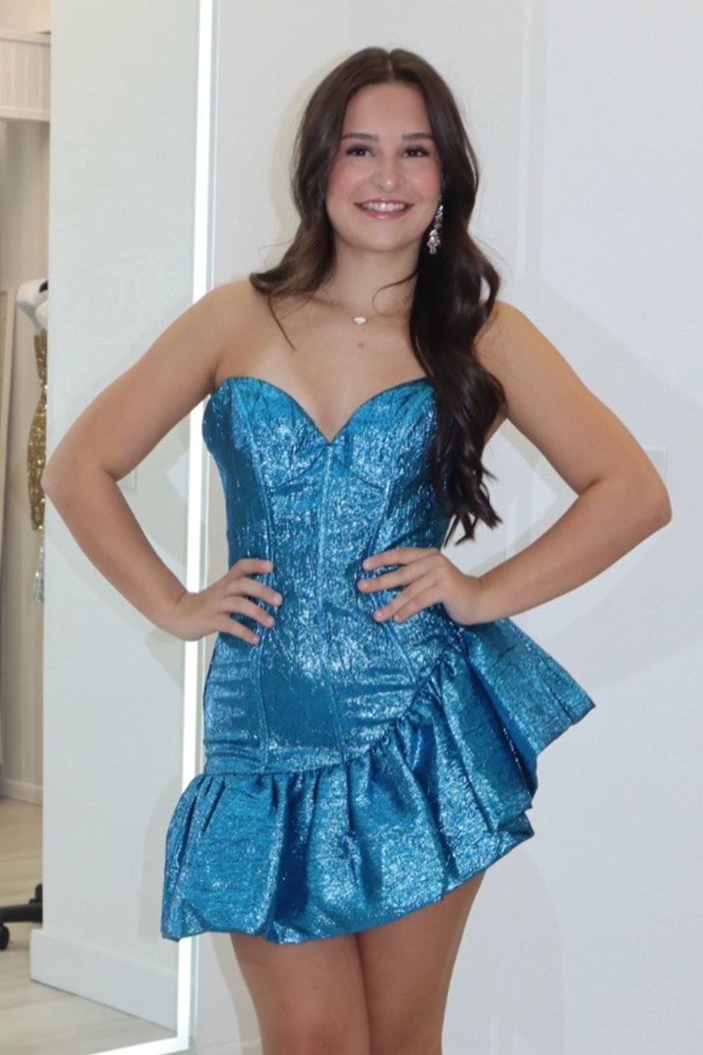 Blue Corset Sweetheart Short Birthday Dress with Ruffles