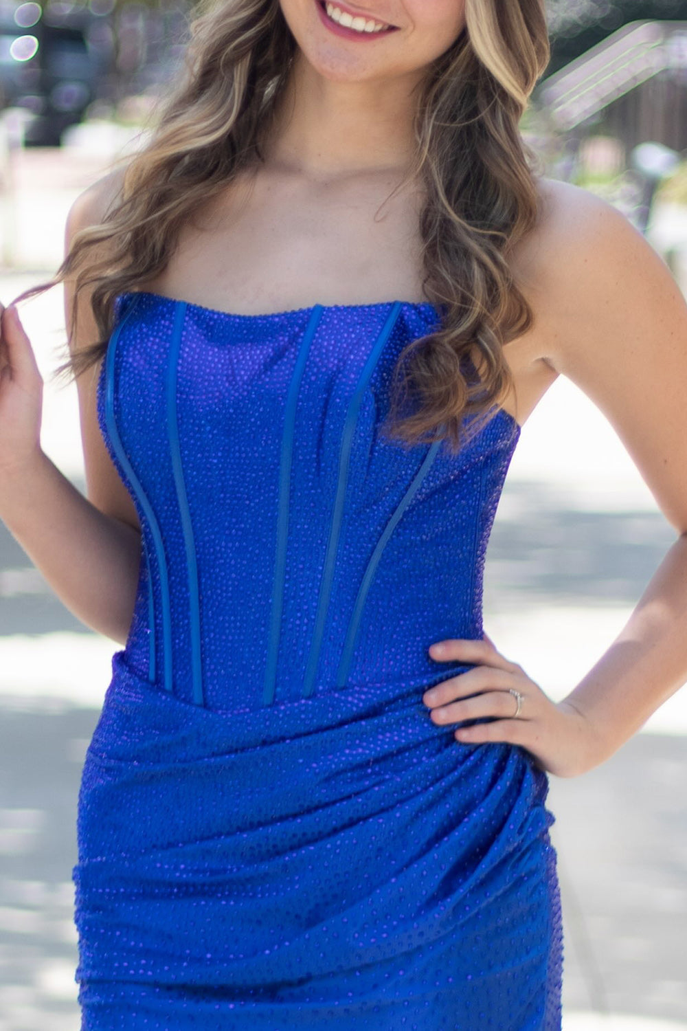 Royal Blue Corset Bodycon Strapless Short Birthday Dress