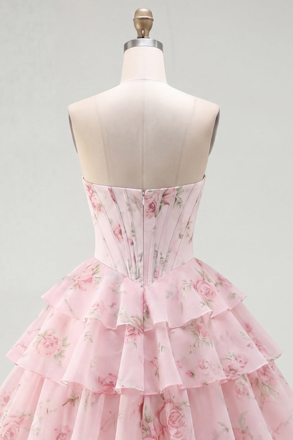 Blue A Line Floral Corset Short Fringed Strapless Homecoming Dress with Ruffles