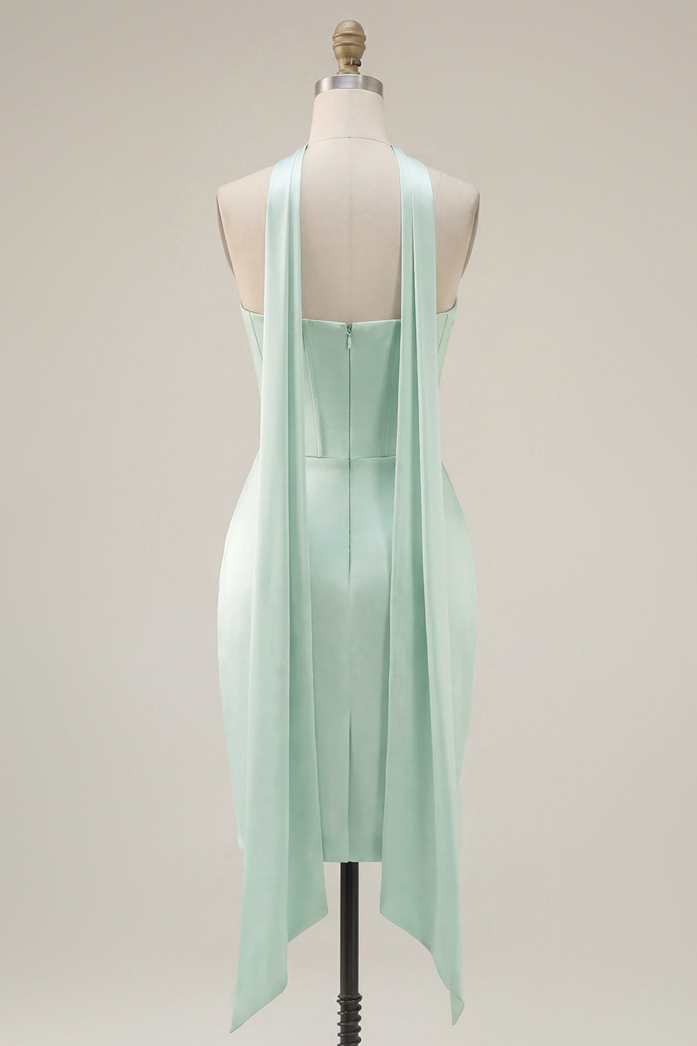 Mint Corset Ruched Short Tight Strapless Homecoming Dress with Slit