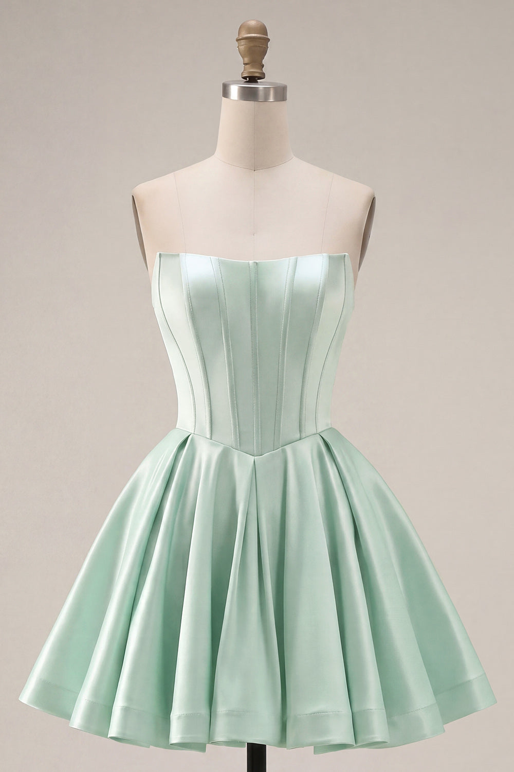 Mint Short Corset A Line Strapless Homecoming Dress